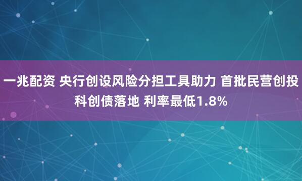 一兆配资 央行创设风险分担工具助力 首批民营创投科创债落地 利率最低1.8%